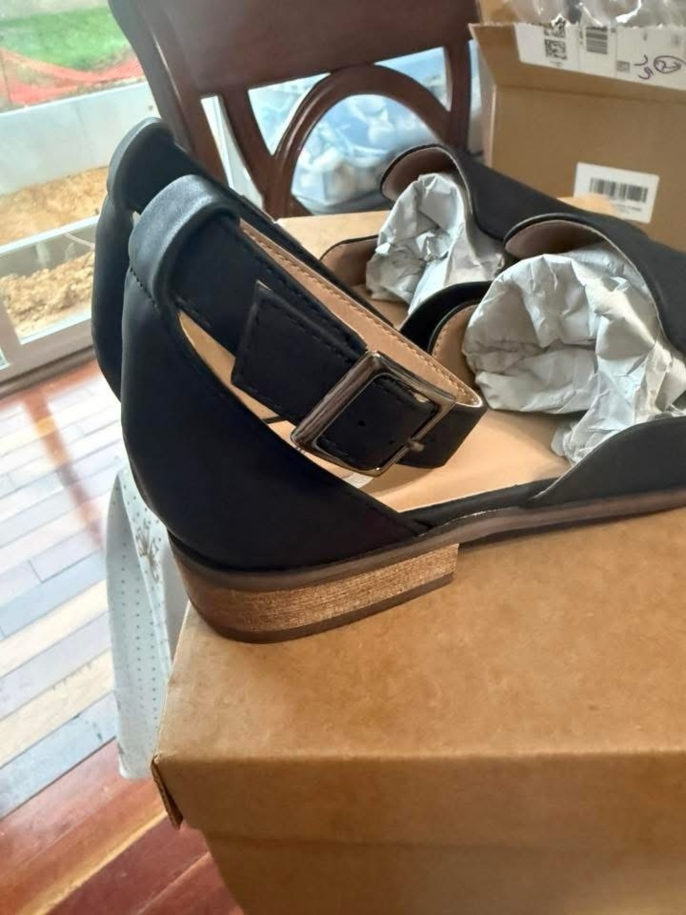 Journee Collection Black Cutout Ankle-Strap Loafers - Picture 2 of 4